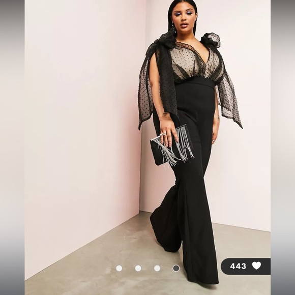 ASOS Curve Pants - ASOS LUXE Black Flare Jumpsuit US Size 22